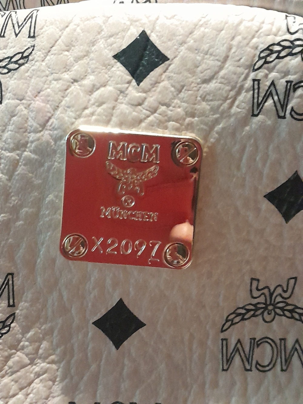 MCM Blush Pink Logo-Print Backpack with Gold Hardware - Picture 4 of 7